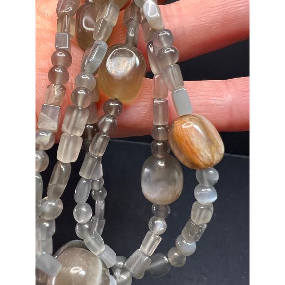 NEW Nate & Etan grey moonstone triple strand necklace with sterling silver clasp - Picture 6 of 12